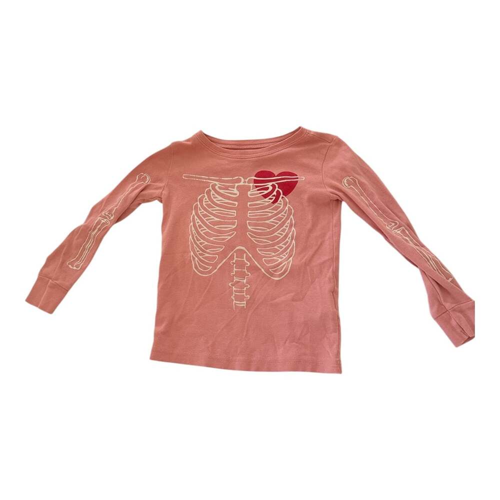 Old Navy Pink Skeleton Long Sleeve Shirt with Heart